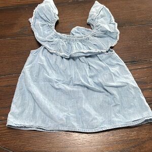 Gap Kids Denim Chambray Ruffle Top S